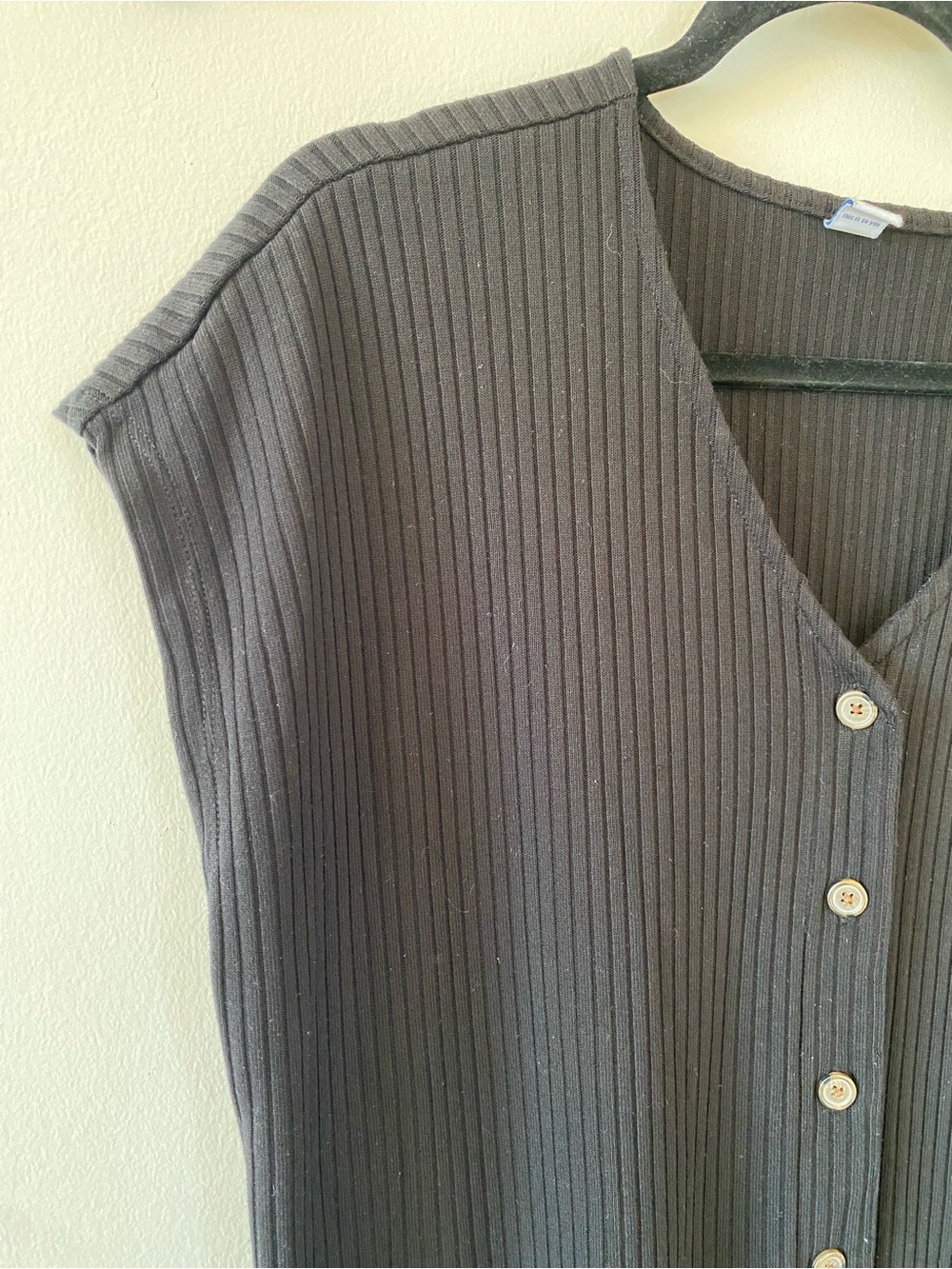 Old Navy Black Ribbed Button-Front V-Neck Dress size xl - Picture 2 of 6